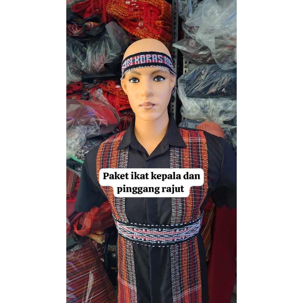 set sortali rajut horas / ikat kepala dan pinggang rajut horas / adat batak