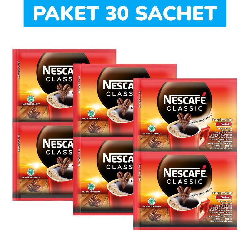 

Nescafe Classic Kopi instan 2g X 30 Sachet Kopi Diet