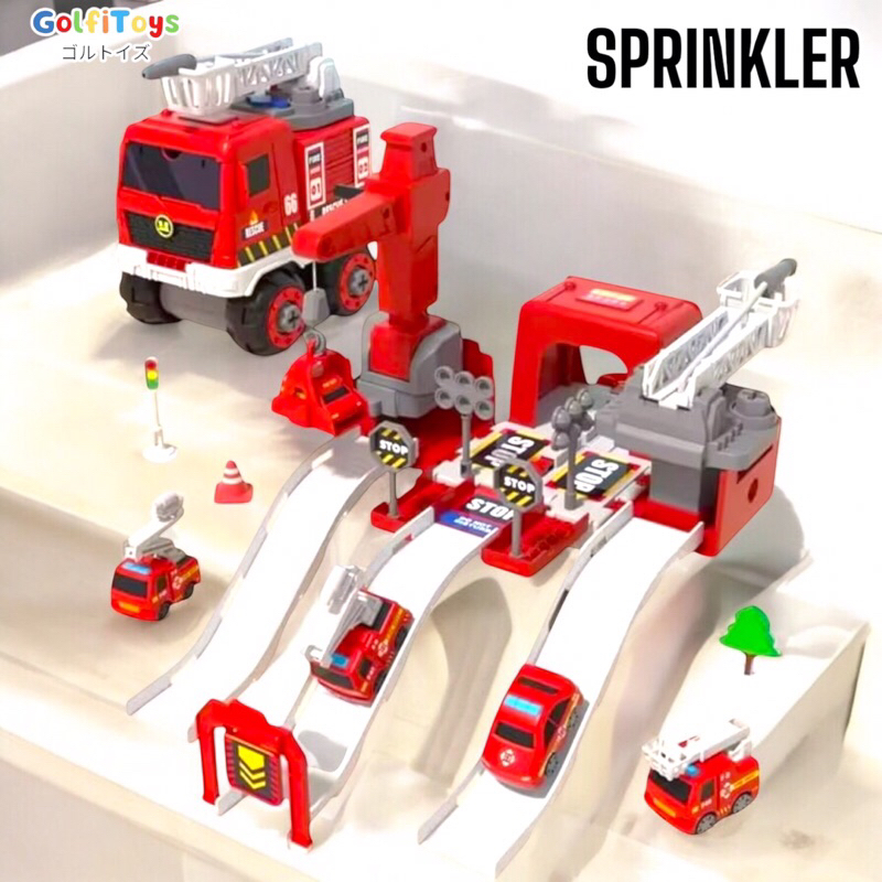Mainan Anak Sprinkler Fire Truck Diy Puzzle Assemble Pemadam Truck