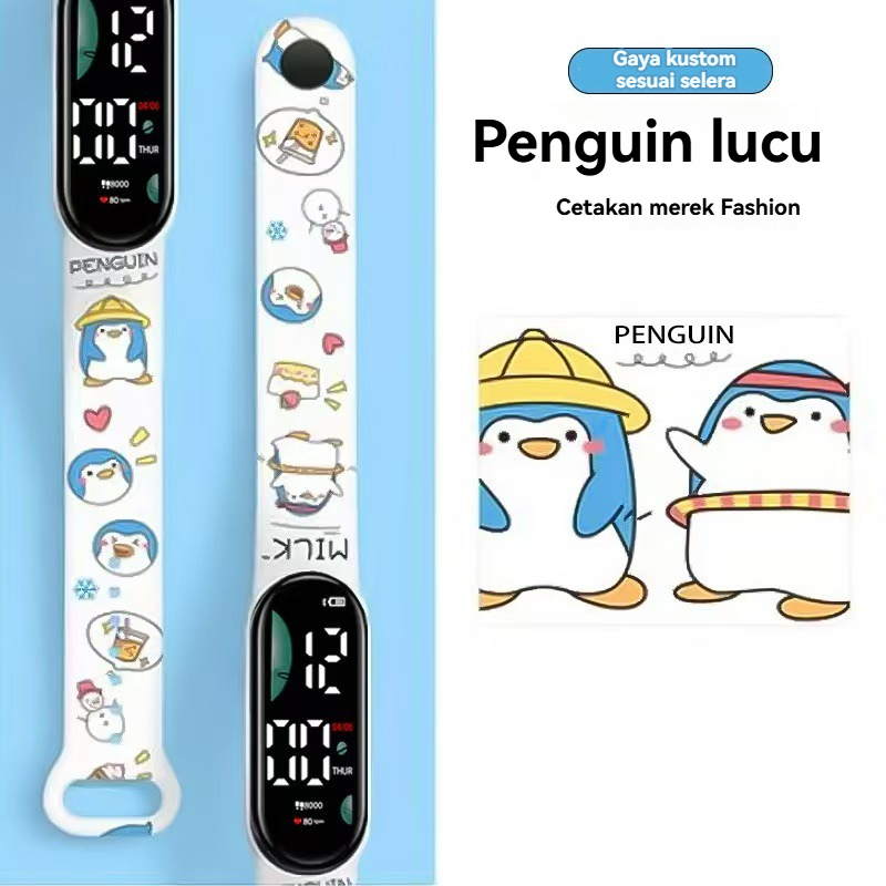 Jam Tangan Anak Siswa, Jam Tangan Digital Karakter Kartun Dengan Cahaya Luminous, Gambar Grafiti, Cocok Untuk Anak