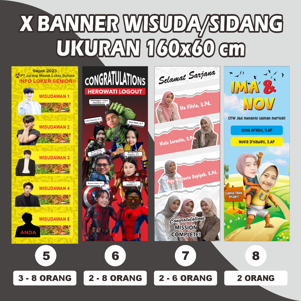 STAND BANNER WISUDA SPANDUK SIDANG SKRIPSI SUDAH DENGAN KAKI X BANNER