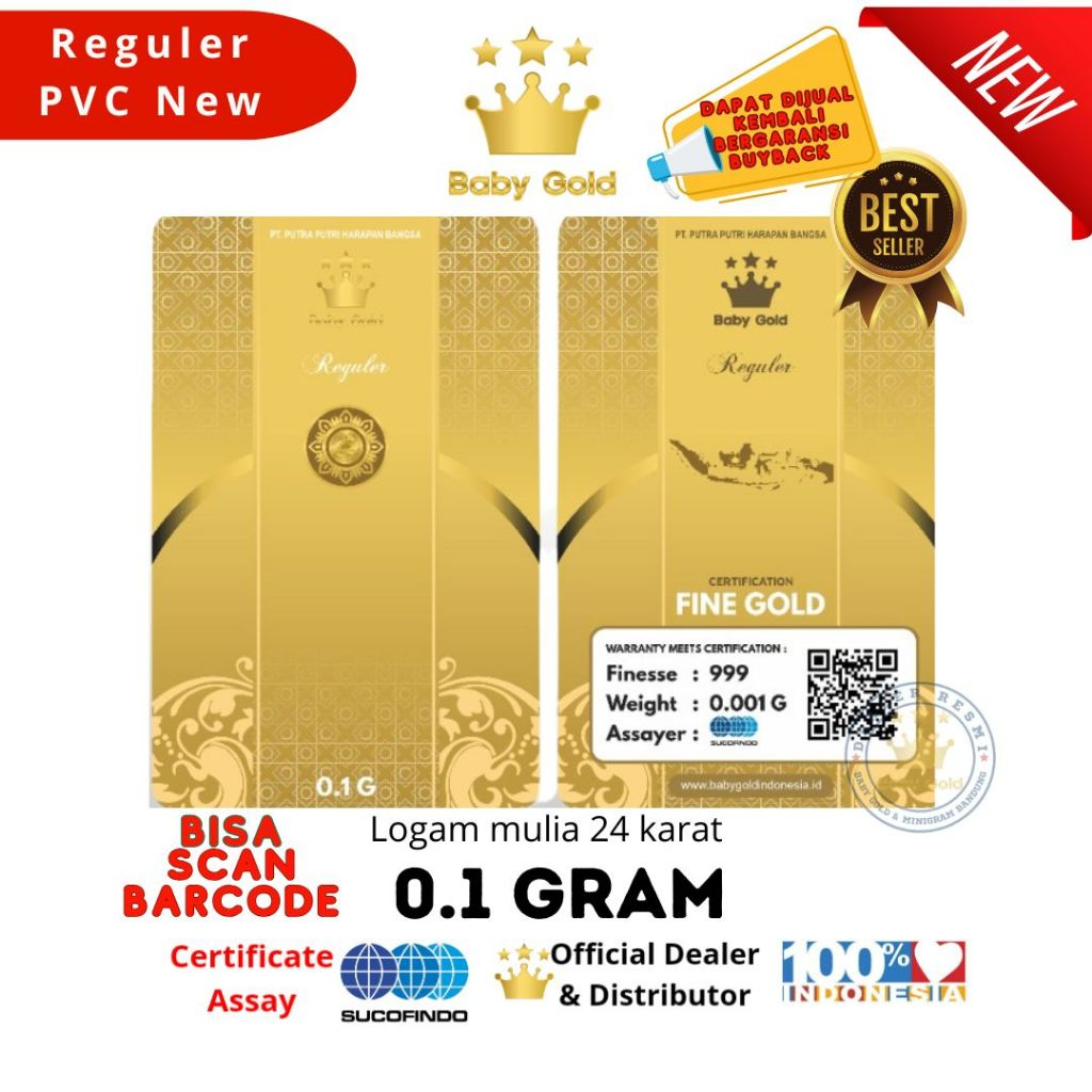 BABY GOLD NEW PVC 0.1 GRAM EMAS MINI LOGAM MULIA