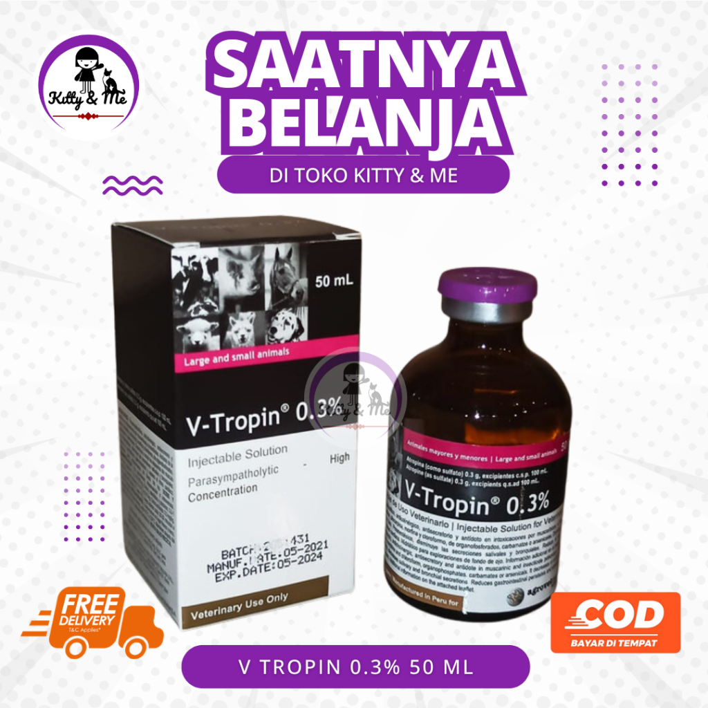 V TROPIN 0.3% 50 ML - Atropin Hewan Sapi Anjing Kucing Kambing V-TROPIN VTROPIN