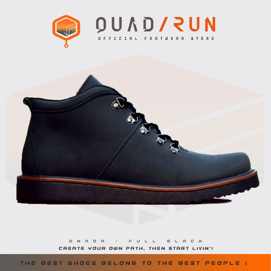 Quadrun Onada Sepatu Boot Kulit Pria Casual Warna Hitam