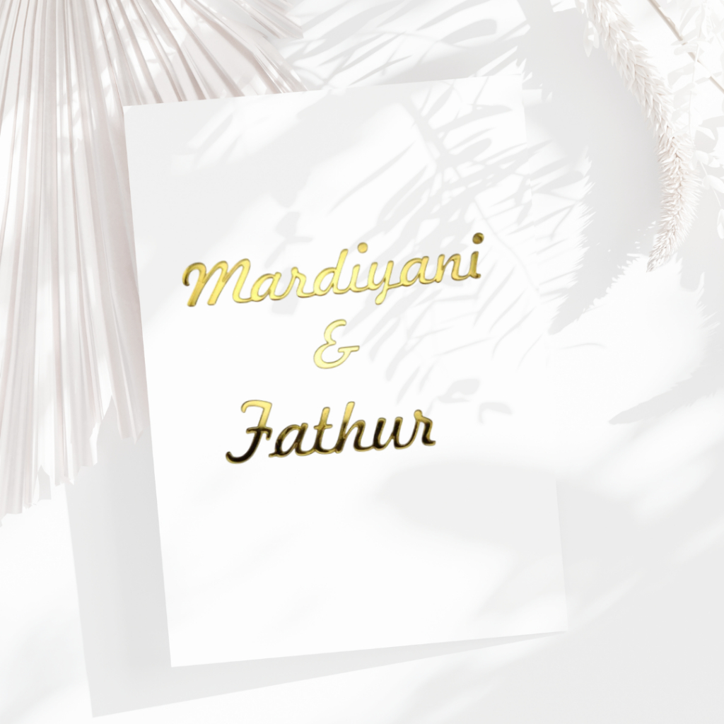 NAMA AKRILIK MIRROR GOLD / NAMA MAHAR / DEKORASI MAHAR RUSTIC NAMA MAHAR CRAFT CUSTOM