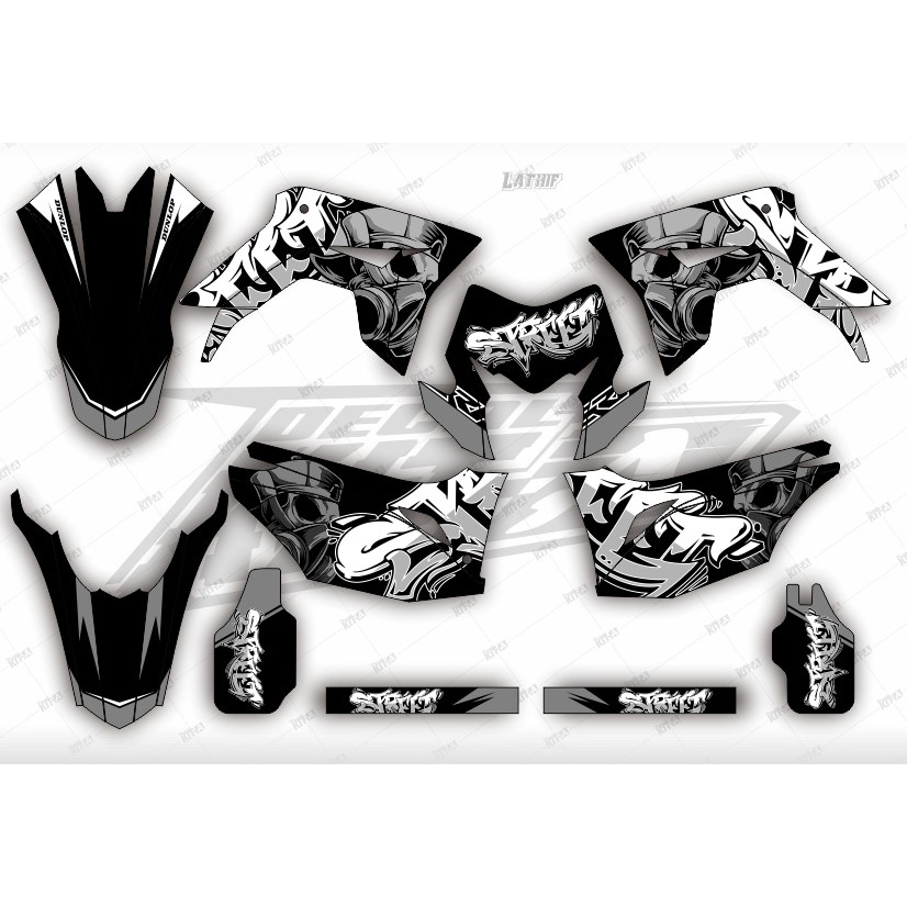 Decal stiker motor CRF 150l full body warna hitam abu list putih
