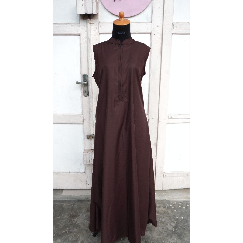 Gamis Inner (Tanpa Lengan) Coklat Tua | Rumah Aisha