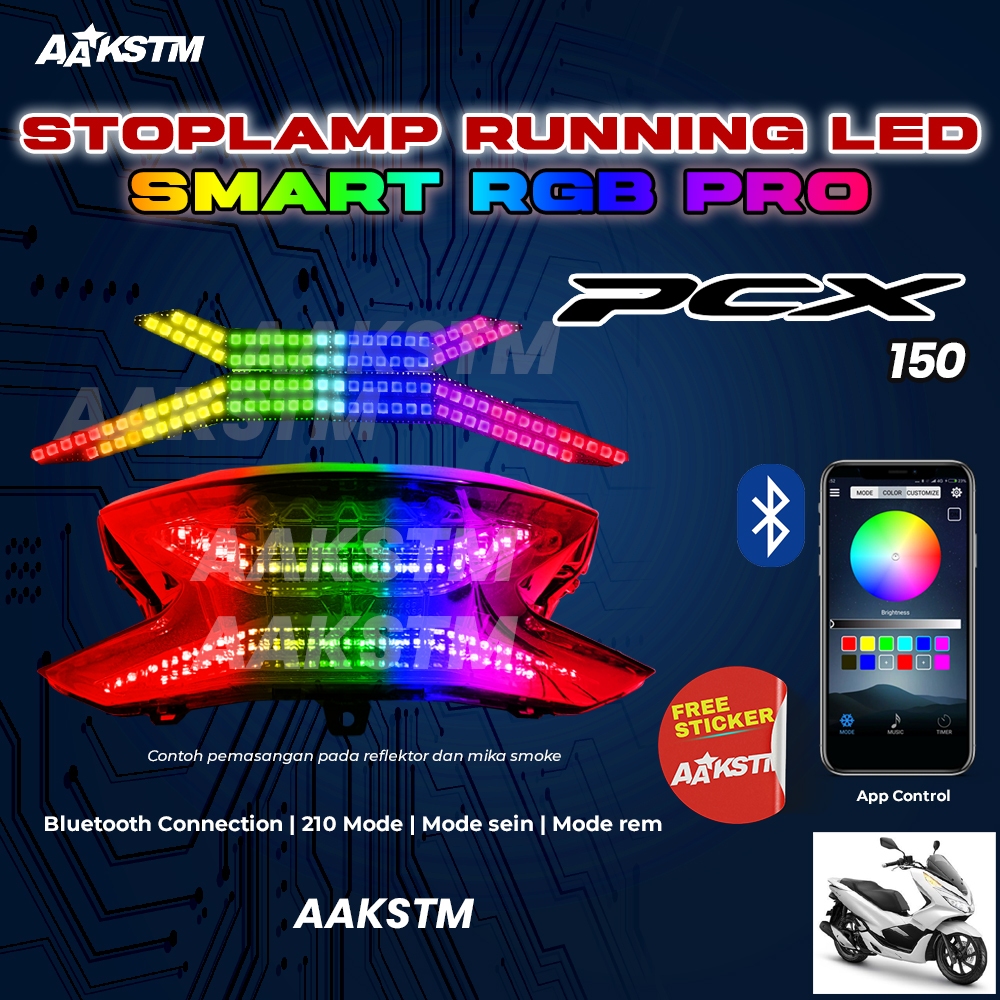 Stoplamp Running PCX 150 RGB Smart Pro Smartphone Lampu LED Rem Belakang Variasi Motor