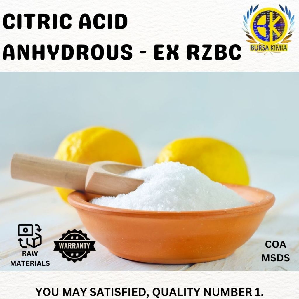 

Citric Acid Anhydrous 1kg / Garam Asam Sitrat Anhy Tanpa Mengandung Air / Sitric Anhydrous 1kg