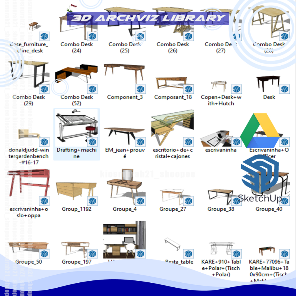 152 Desk Sketchup Model Asset Library