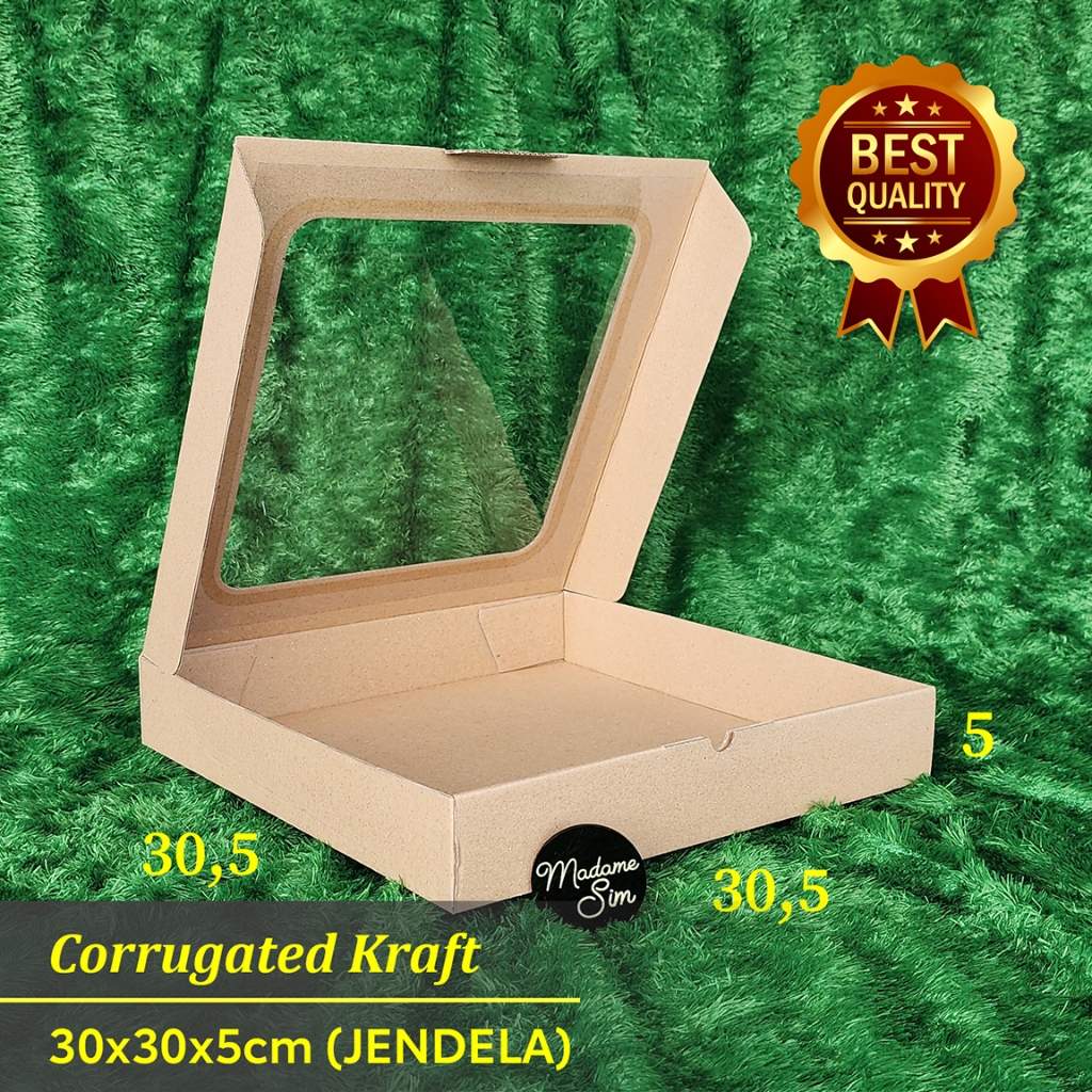 

KOTAK PIZZA - BOX DIE CUT - DUS ROTI - KARDUS 30x30x5 - JENDELA (ISI : 10 PCS)