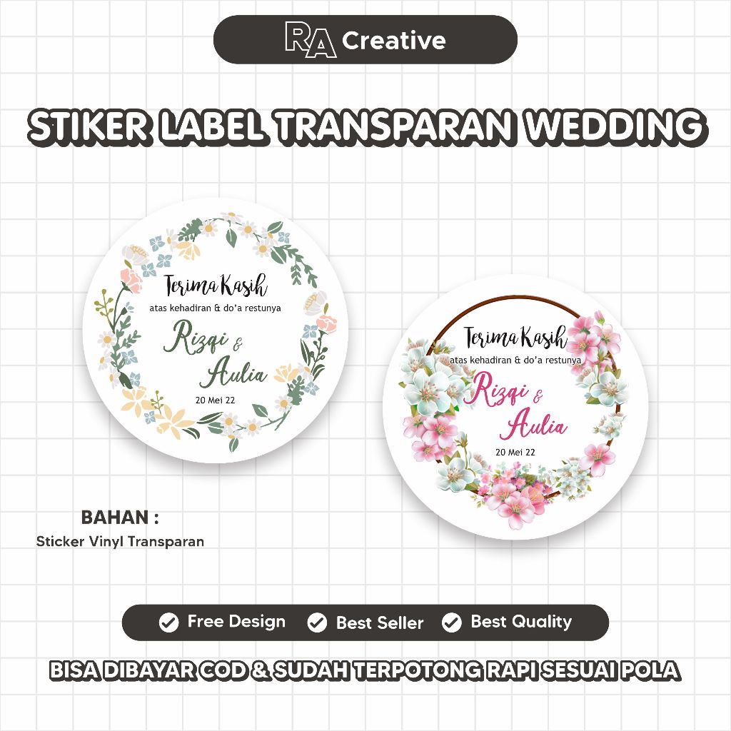 

Stiker Label Transparan Wedding #1