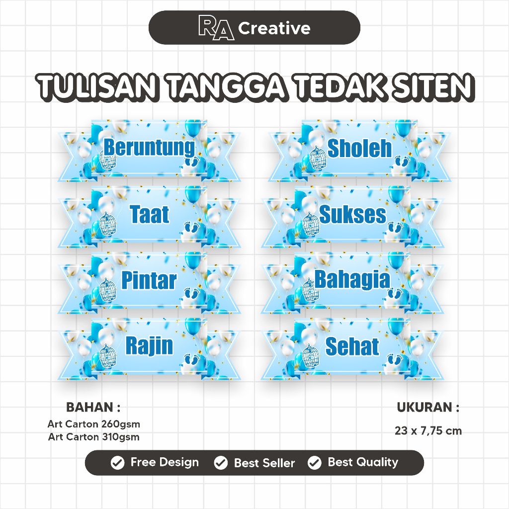 Perlengkapan Tulisan Tangga Tedak Siten Piton-Piton Turun Tanah Dekorasi Backdrop Dekor Hiasan Flag