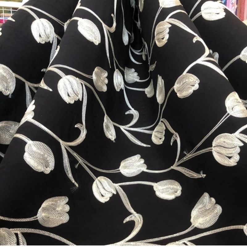 kain katun bordir halus only hitam