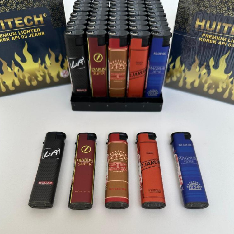 Korek Api Bara Windproof Gas Magnit Bara Motif Mancis Bara Magnet Isi Ulang Per Pcs SNI Huitech 03