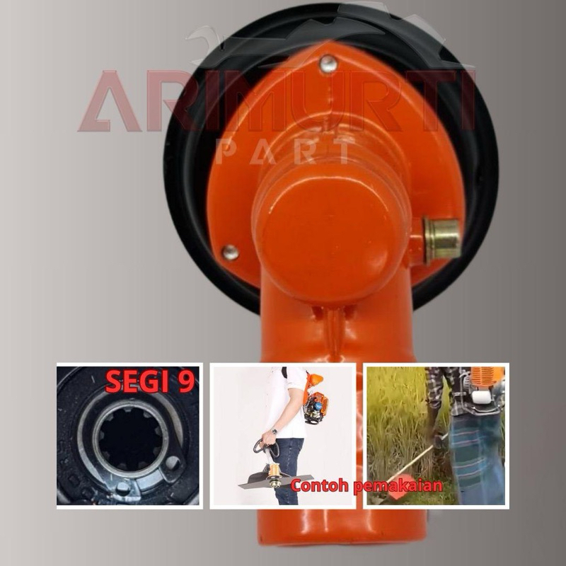 Gear case / Gear box segi tiga | kepala mesin potong rumput 328 segi 9