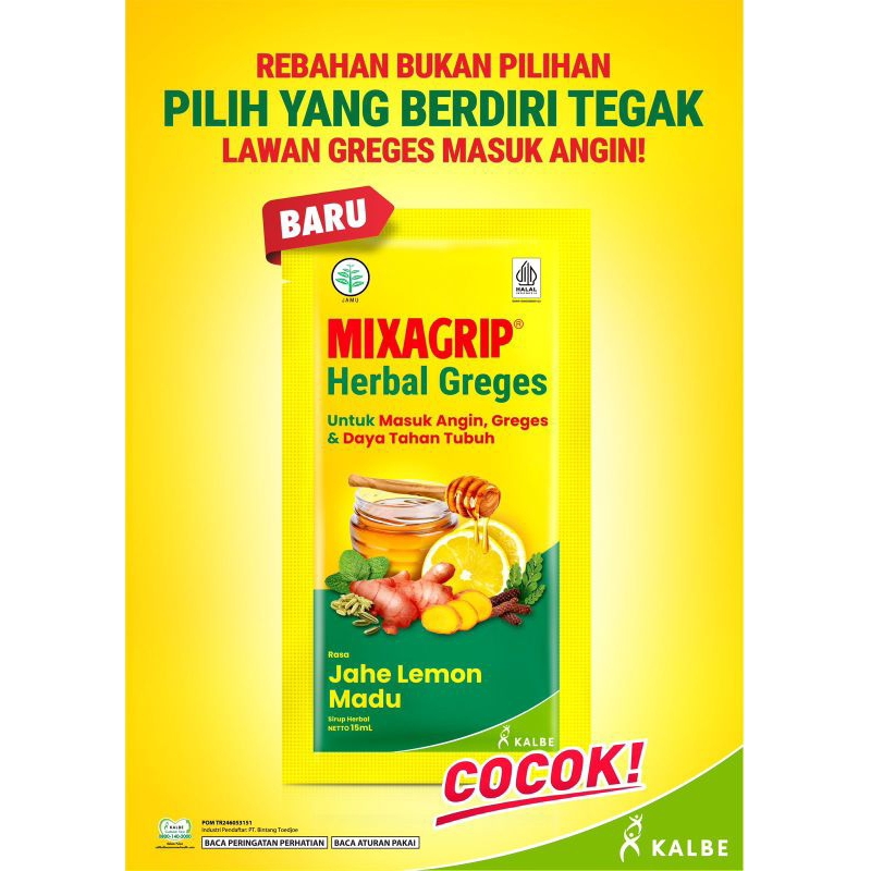 Mixagrip Herbal Greges Untuk Masuk Angin, Greges