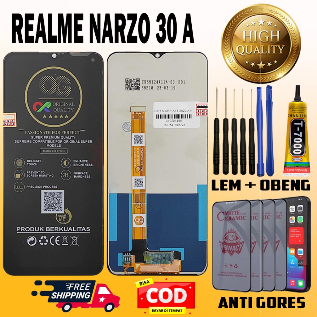 LCD TOUCHSCREEN REALME NARZO 30A LAYAR SENTUH ORIGINAL ORI ALL MEREK FULLSET