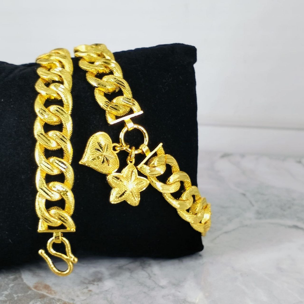 Gelang Sisik Naga Kecil Titanium Warna 24Krt Replika Perhiasan Cewek