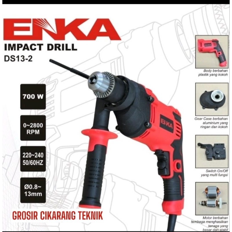 Mesin bor listrik ENKA DRILL BETON KAYU DAN BESI 13 mm ENKA DS13-2