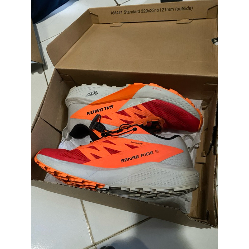sepatu trail running salomon sense ride 5 red original