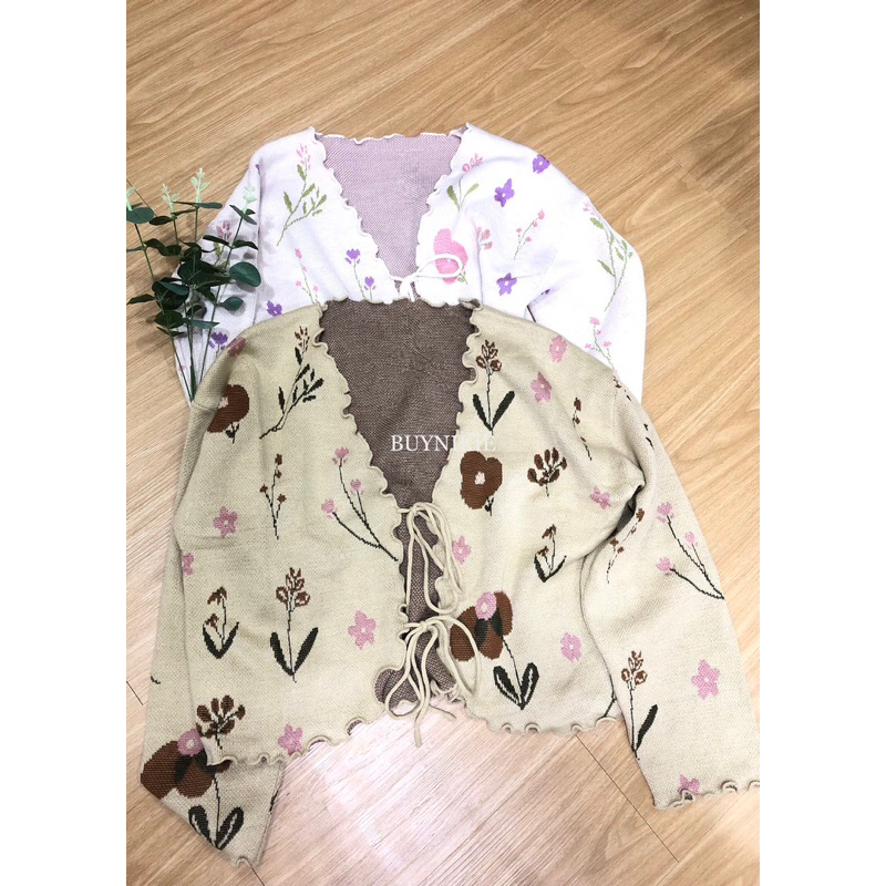 DANILLA CARDIGAN | BUYNIKIE | Cardigan Crop Top Motif Bunga Sweater Rajut Long Sleeve Cardigan Knit 