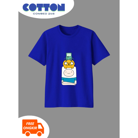 BAJU ATASAN PRIA WANITA LENGAN PENDEK 24S S M L XL BIRU ELEKTRIK