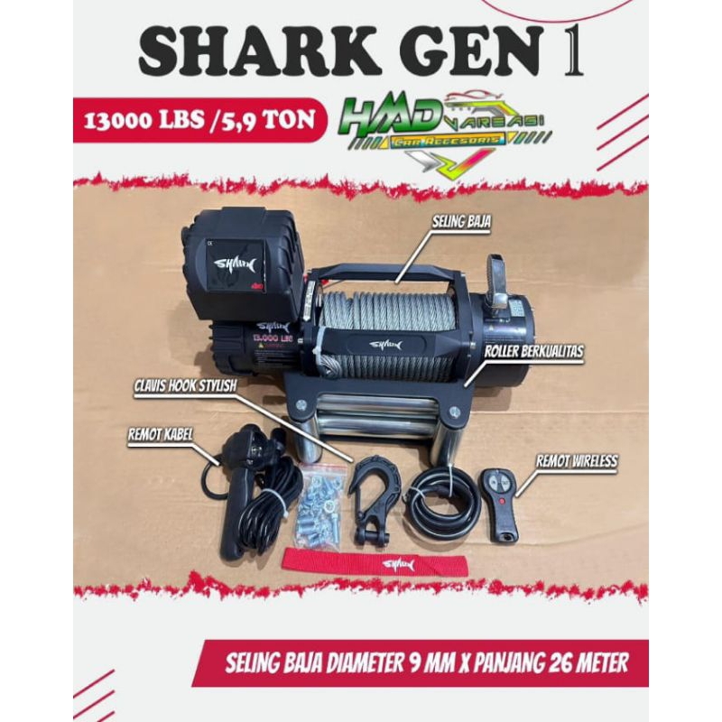 WINCH SHARK 13000LBS TALI SELING BAJA 12 & 24 VOLT WINCH OFF-ROAD 4x4