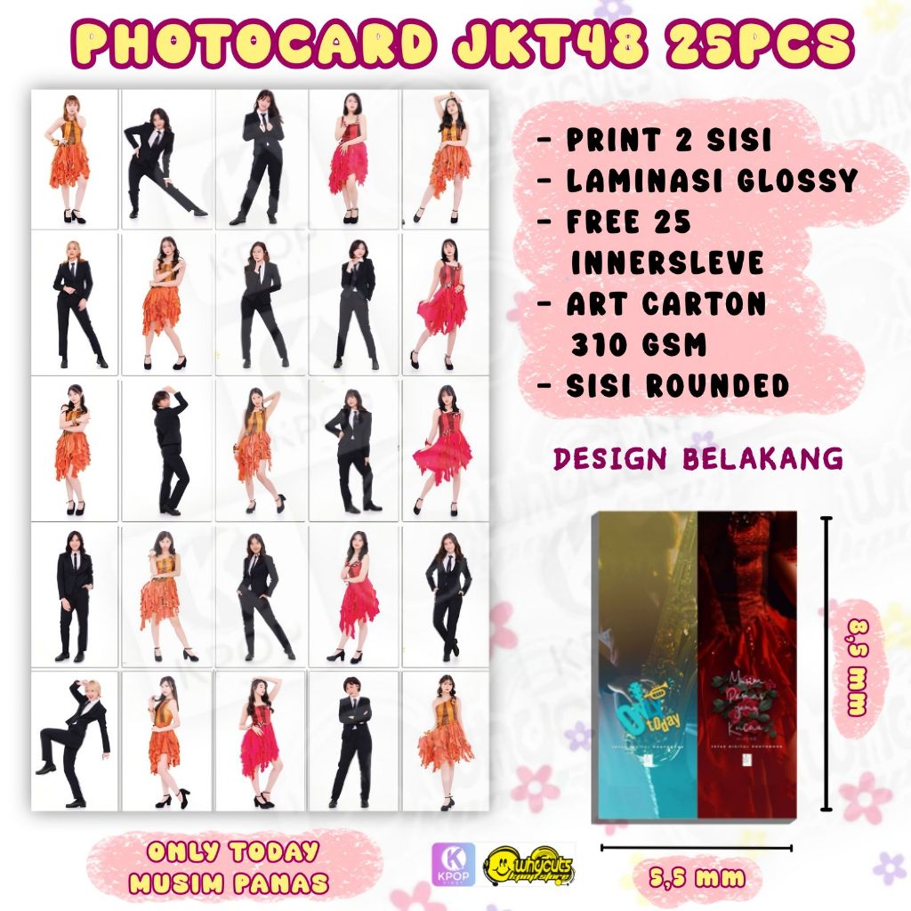 PC Photocard Set JKT 48 Only today & Musim panas Print 2 sisi laminasi glossy anti air tebal tidak l