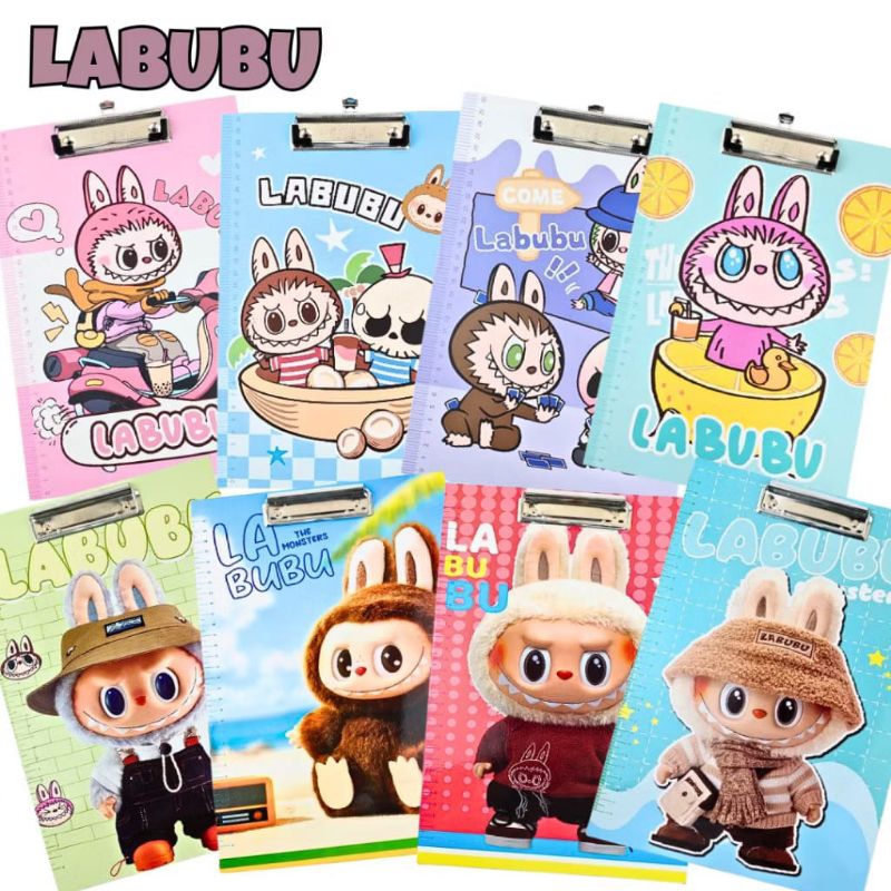 

Papan Ujian Anak Karakter Labubu / Clipboard Kayu F4 / Papan Tulis Karakter