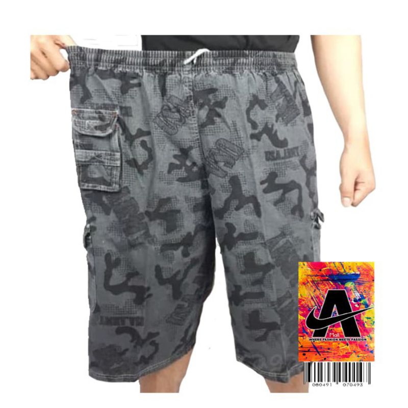 Celana kolor pendek kargo Jumbo 3/4 Pria dewasa - Jeans Army Doreng Kasual