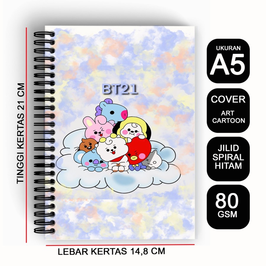 

Notebook Buku Tulis Catatan A5 KOTAK Mandarin HVS Bangtanboys Kpop