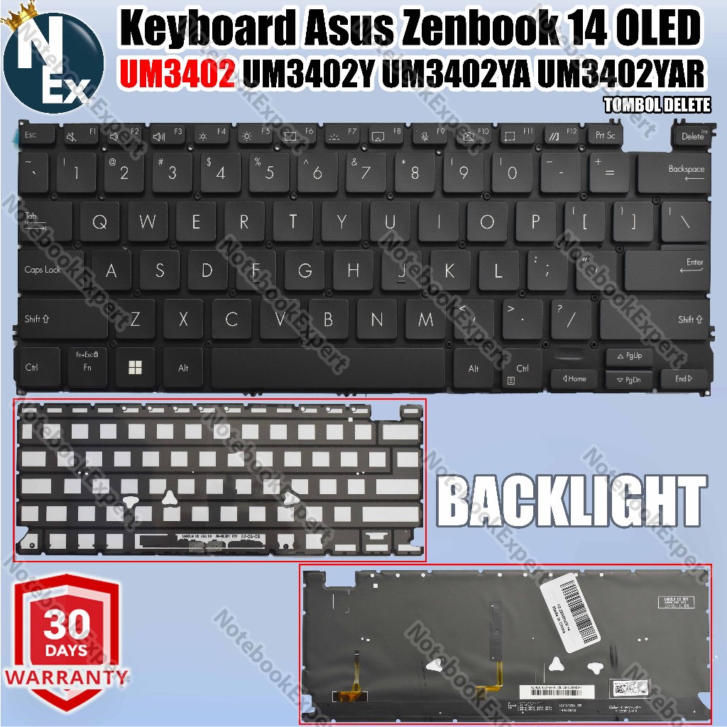 Keyboard Asus Zenbook 14 OLED UM3402 UM3402Y UM3402YA UM3402YAR BACKLIGHT