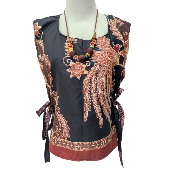 Outer Katun Batik Kondangan Wanita Kekinian Vest Batik Modern Outer Kantor Wanita Rompi Batik Wanita