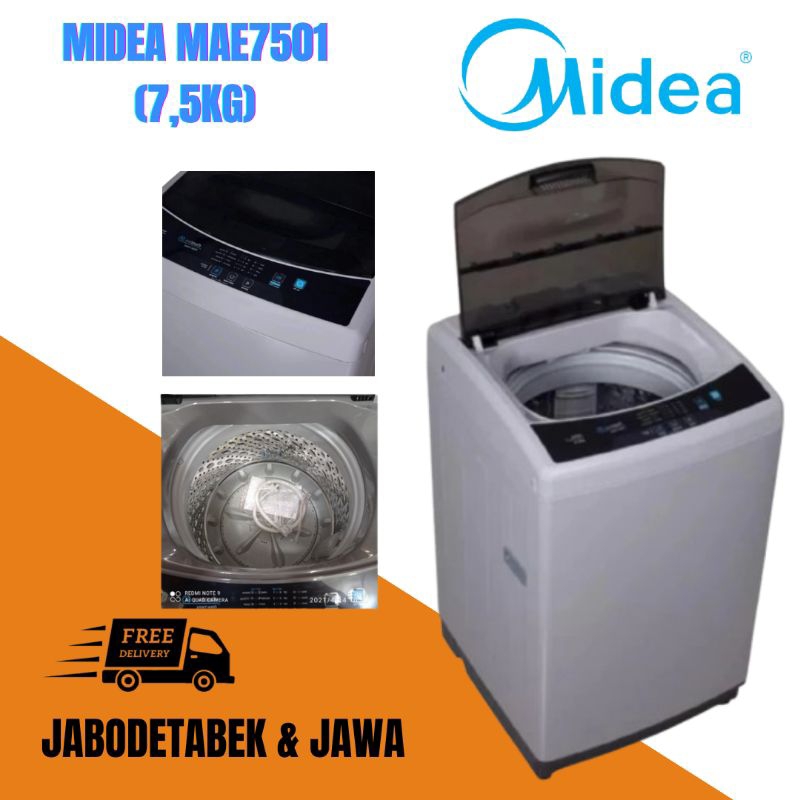 MESIN CUCI MIDEA MAE7501(7,5kg) Mesin Cuci Top Loading 7,5kg Midea
