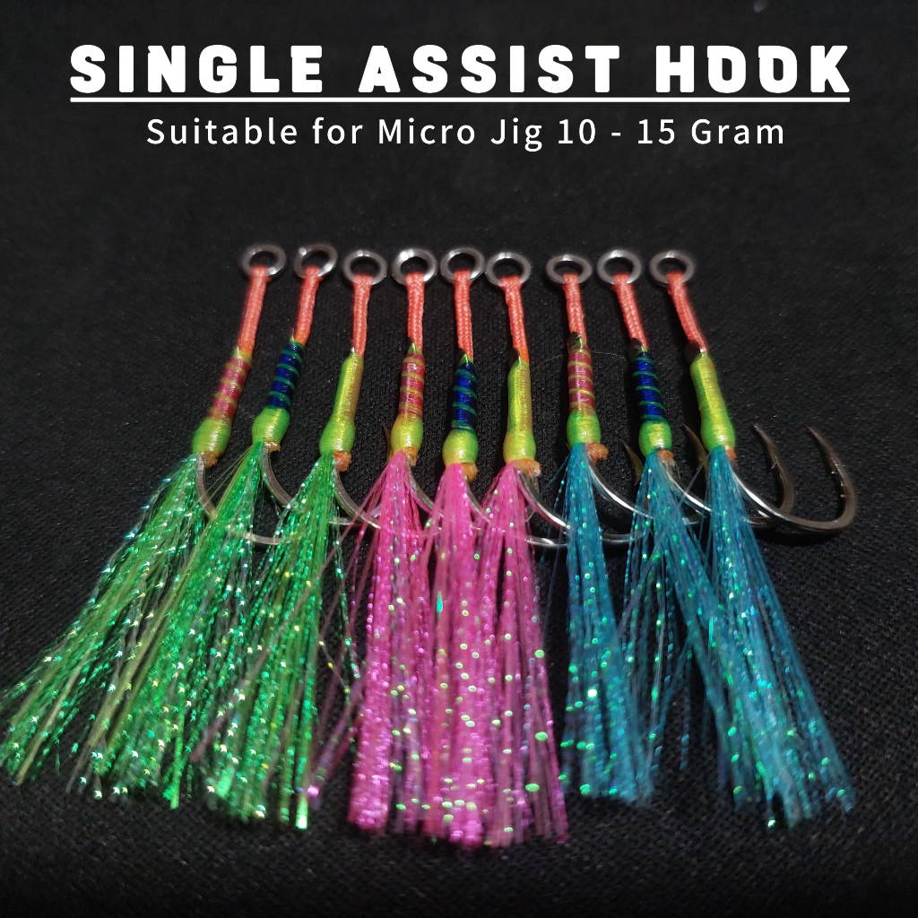 Assist Hook Micro Jig Iseama Single UV Wrap NON GID Untuk Jig 10 - 15 Gram KILLER