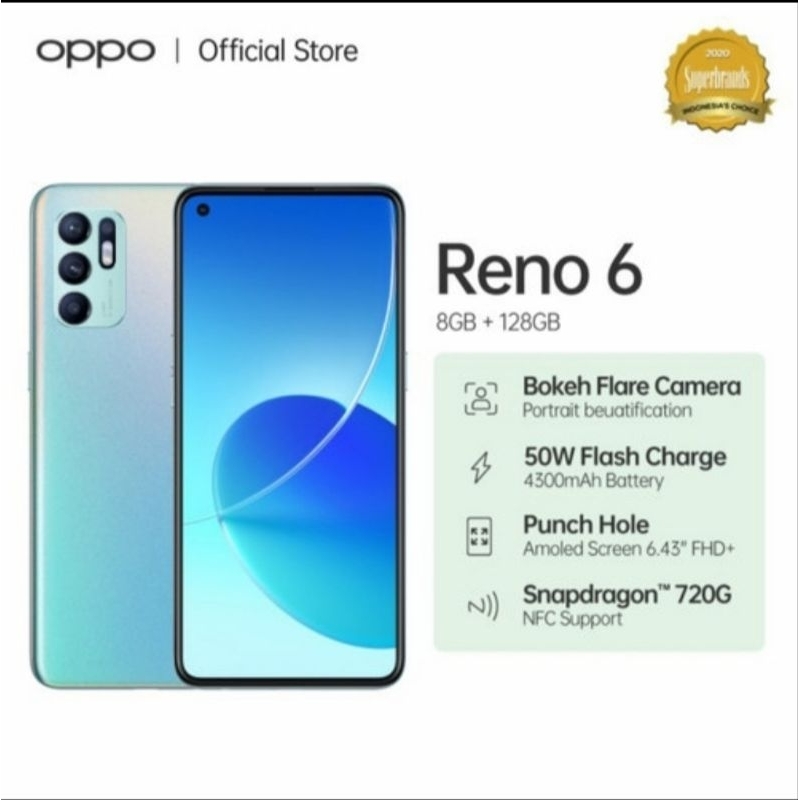 OPPO RENO 6 4G 8/128GB - Garansi Resmi Indonesia