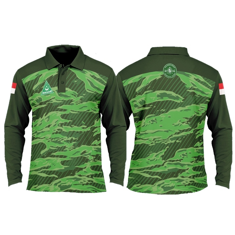 kaos polo pria baju ansor - baju jersey banser NU berkerah Fullprinting 3D terbaru