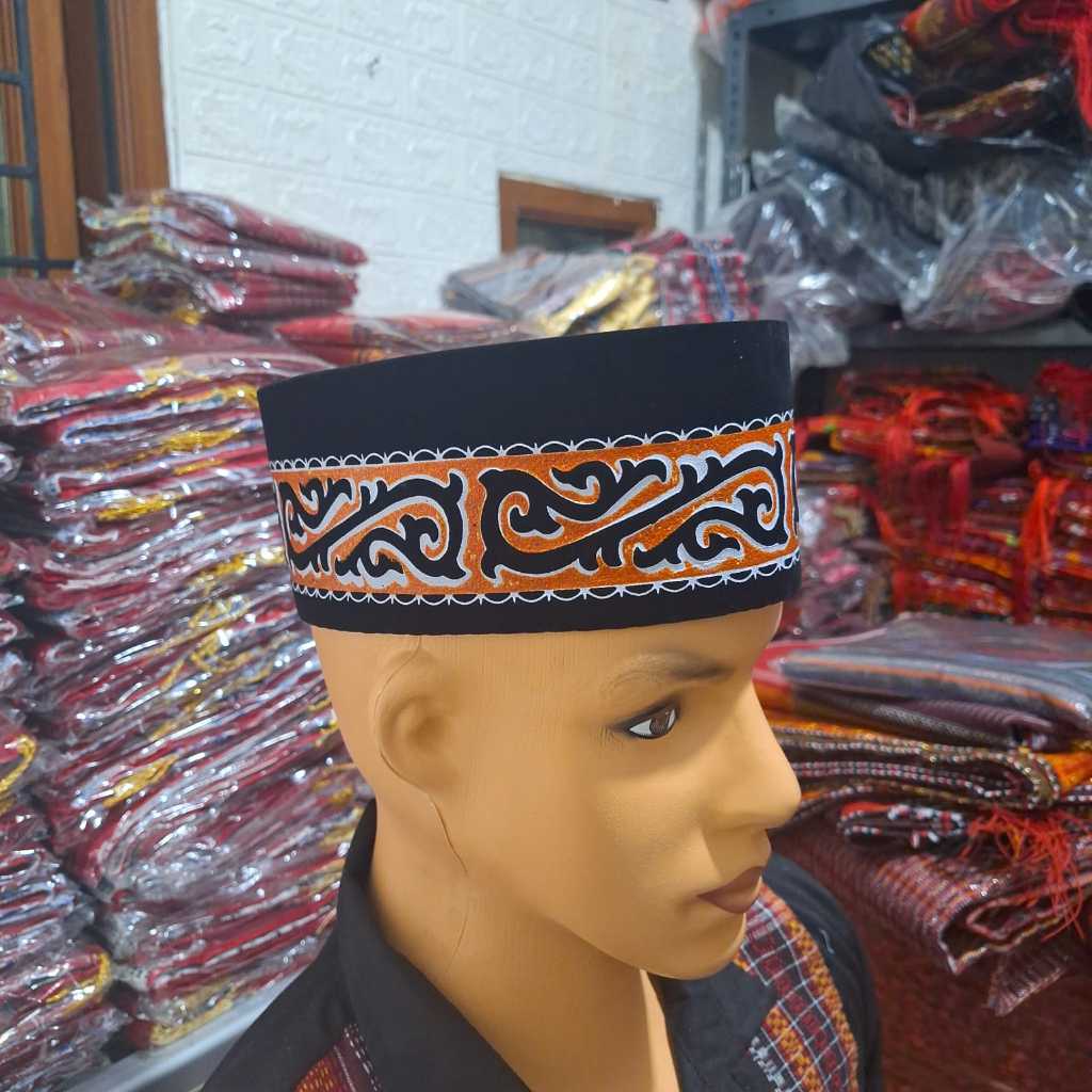 topi peci songkok MOTIF SABLON BATIK GORGA  / songkok batak / peci pesta
