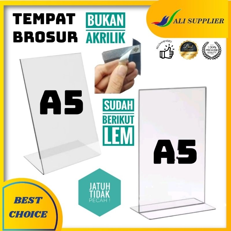 

TENT CARD A5 / TEMPAT BROSUR A5 / BUKAN AKRILIK A5 / STAND PROMOSI / MIKA TEMPAT SCAN QR CODE / MIKA DISPLAY BROSUR A5 / TEMPAT KERTAS DISPLAY / TEMPAT BROSUR DIMEJA / DUDUKAN KERTAS / DUDUKAN BROSUR / PAPER HOLDER / PAPER STAND A5 / STAND KERTAS A5