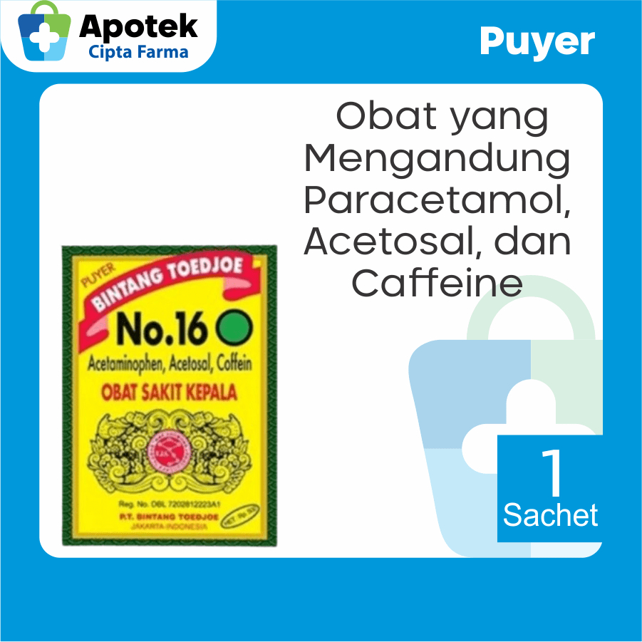 Puyer 16 Bintang 7 Bintang Toedjoe Paracetamol Caffeine Obat Sakit Telinga Sakit Kepala Sakit Gigi D