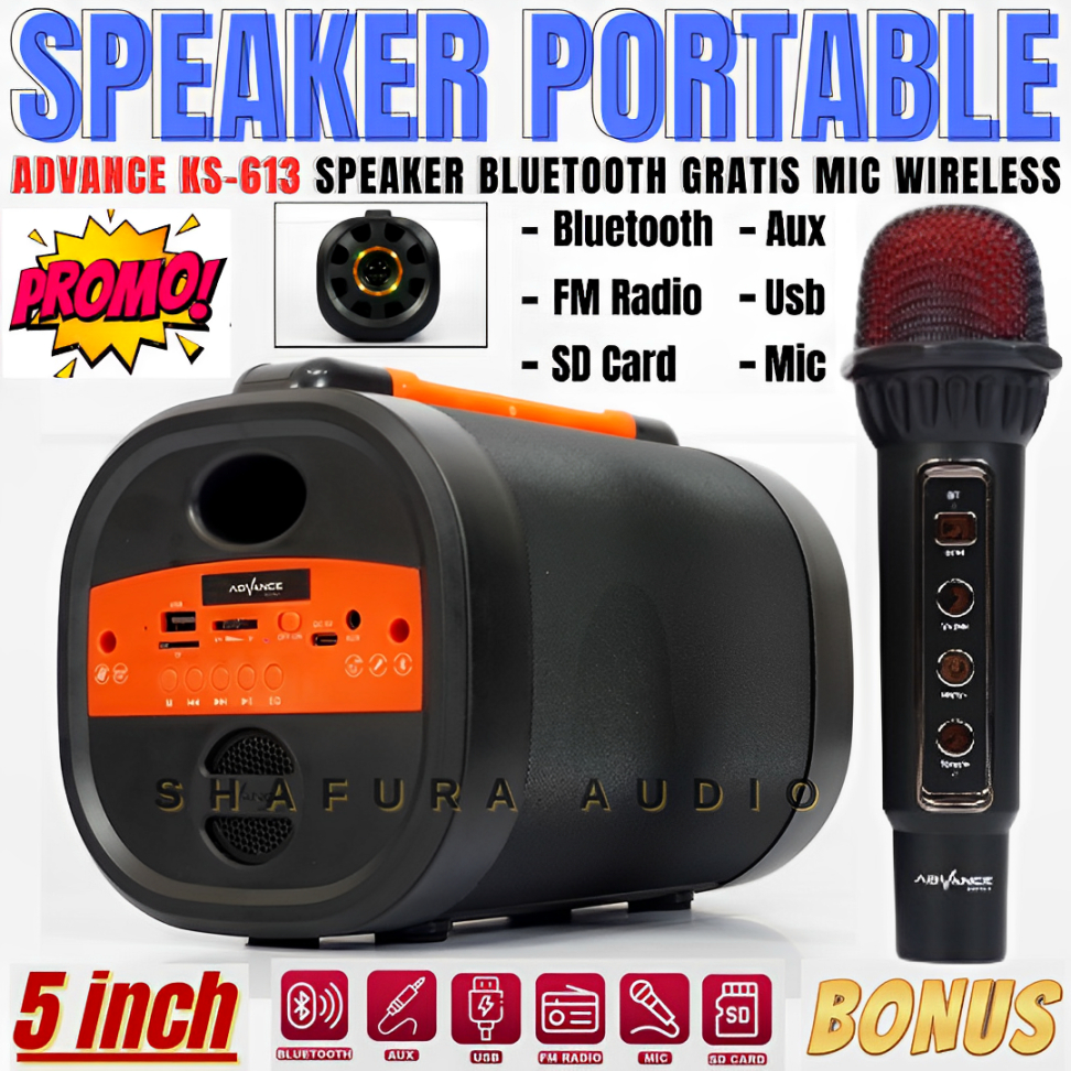 Advance Ks-613 Speaker Bluetooth Portable With Mic Wireless Karaoke Recharger Usb | Advance Ks-613 S