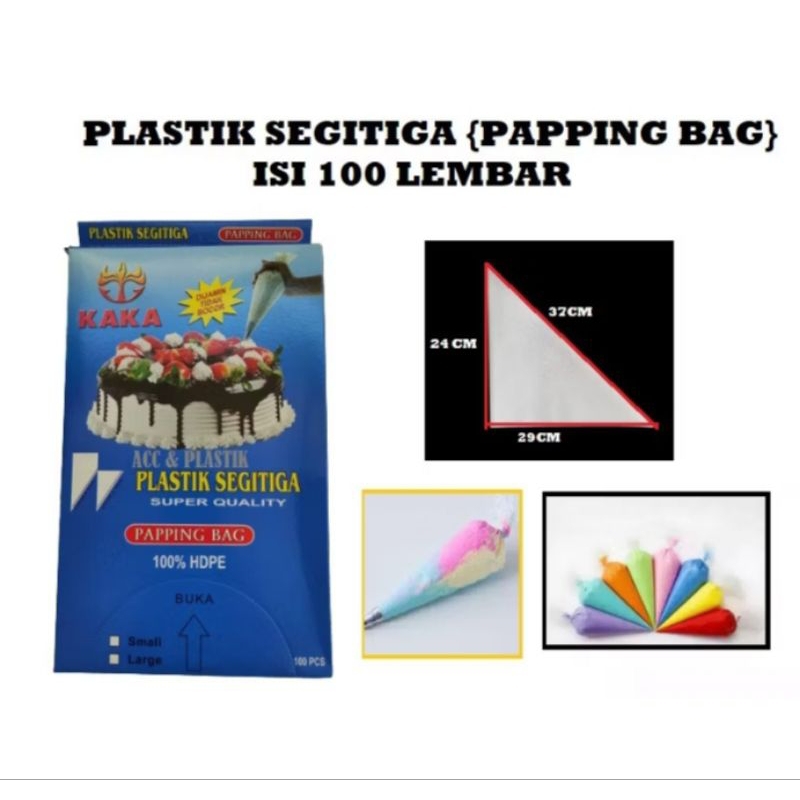 100pcs Plastik Kue /Plastik Segitiga /Plastik Segitiga Penghias Kue PapingBag