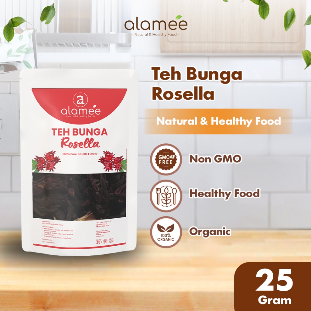 

ALAMEE Rosella Flower Tea Teh Bunga Rosela Kering Flower Merah Organik Red 25gr