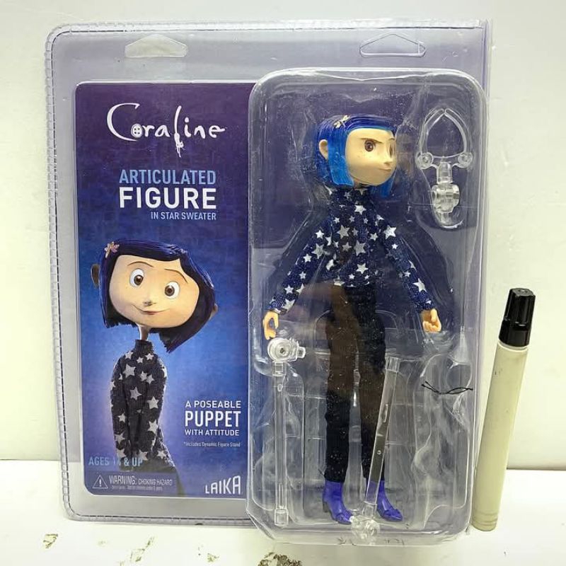 mainan action figure coraline articulated series neca a possable puppet in star sweater tinggi sekit