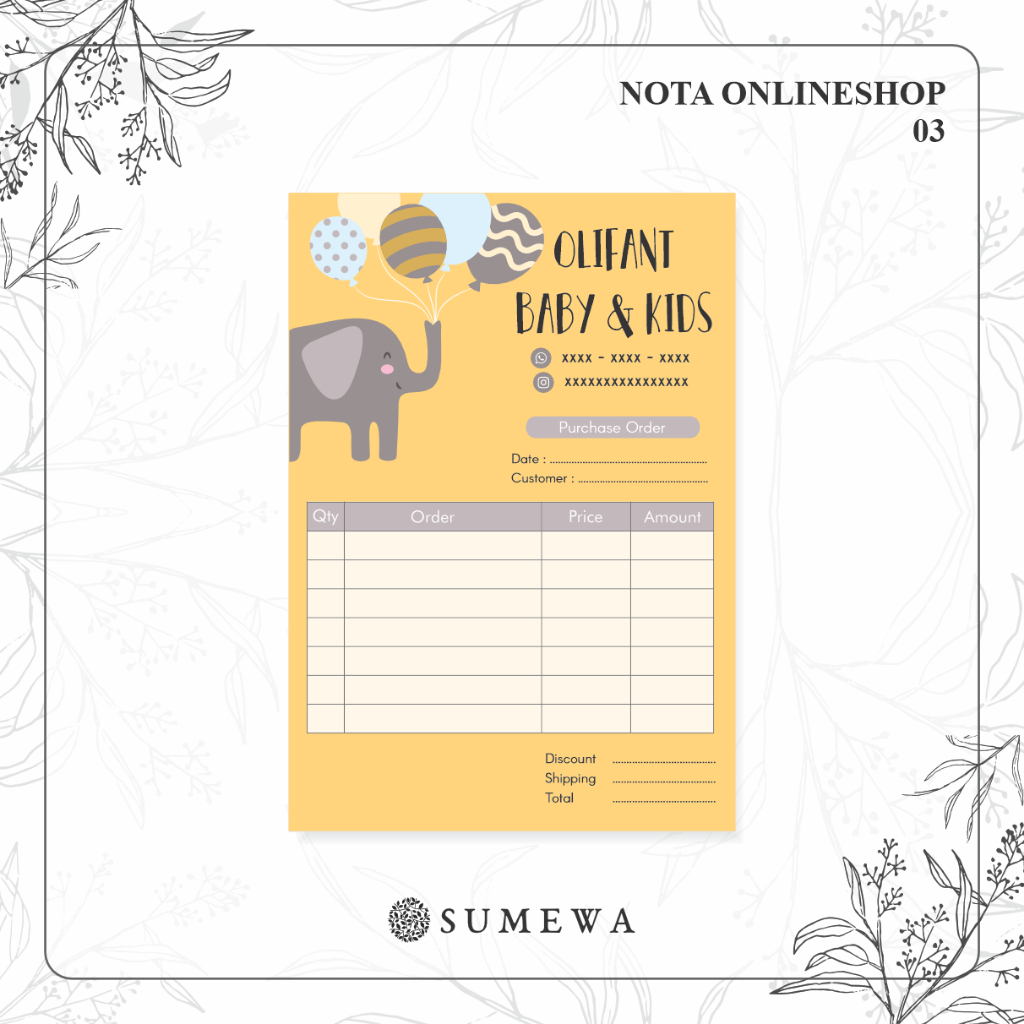 

Nota Onlineshop / Nota Pembelian / Nota Orderan / Nota Order / Invoice / Nota Toko / Nota Custom / Nota Penjualan / Nota Kwitansi - 03