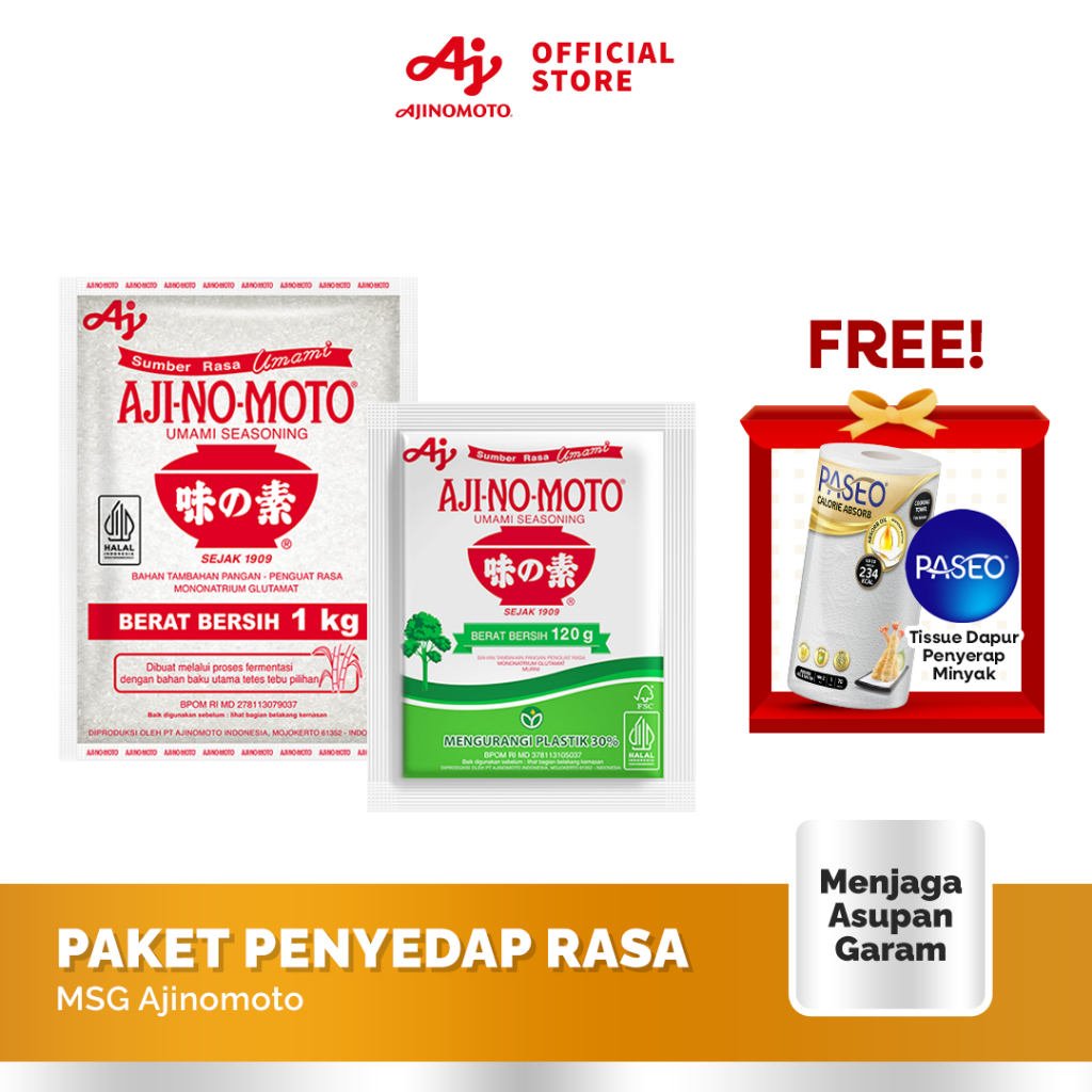 

Free Tissue Paseo - Paket Penyedap Rasa - MSG Ajinomoto - Menjaga Asupan Garam