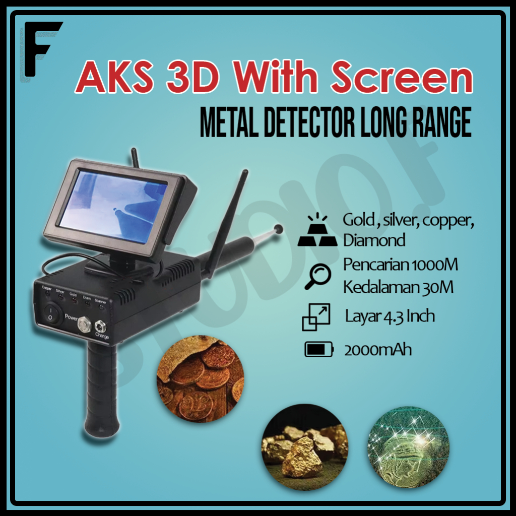 AKS Plus 3D dengan Layar – Detektor Emas & Logam Jarak Jauh untuk Harta Karun
