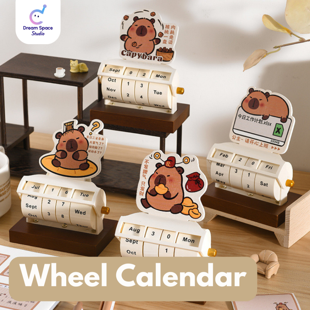 

Dreamspace Studio Kalender Roda Putar Capybara aesthetic wheel calendar/ souvenir nikah / hadiah ulangtahun / hampers