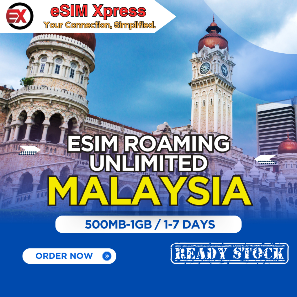 eSIM Malaysia Unlimited 500MB / 1 GB / 2 GB Data | 1 - 7 Hari | eSIM Roaming | eSIM Travel